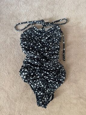 Black Floral One-Piece Swimsuit
